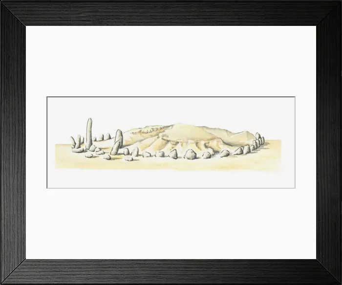 Framed Print : Illustration of ancient stone circle and tumulus at Msoura, Morocco Framed Print : Illustration of ancient stone circle and tumulus at Msoura, Morocco