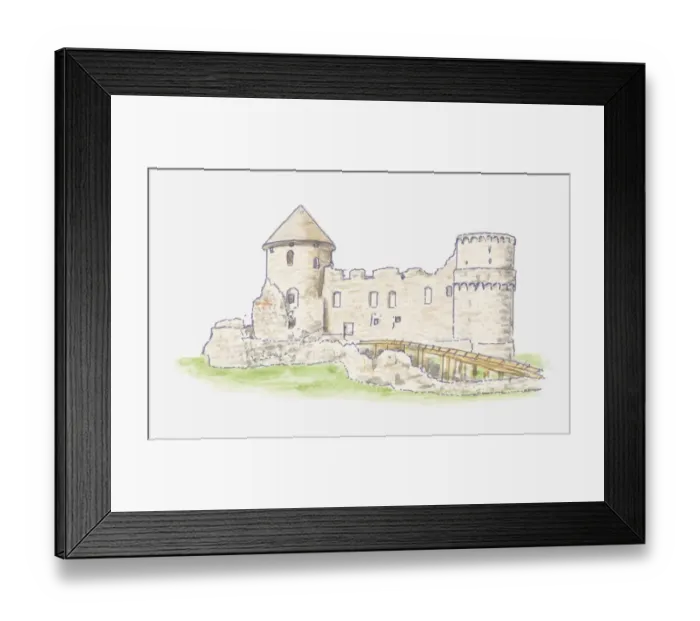 Framed Print : Illustration of remains of Livonian Cesis Castle in Latvia Framed Print : Illustration of remains of Livonian Cesis Castle in Latvia