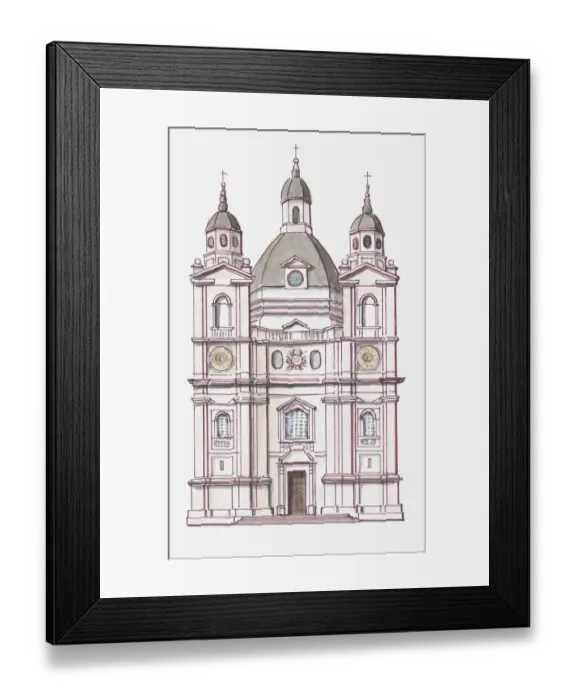 Framed Print : Illustration of Pazaislis Monastery, Kaunas, Lithuania
