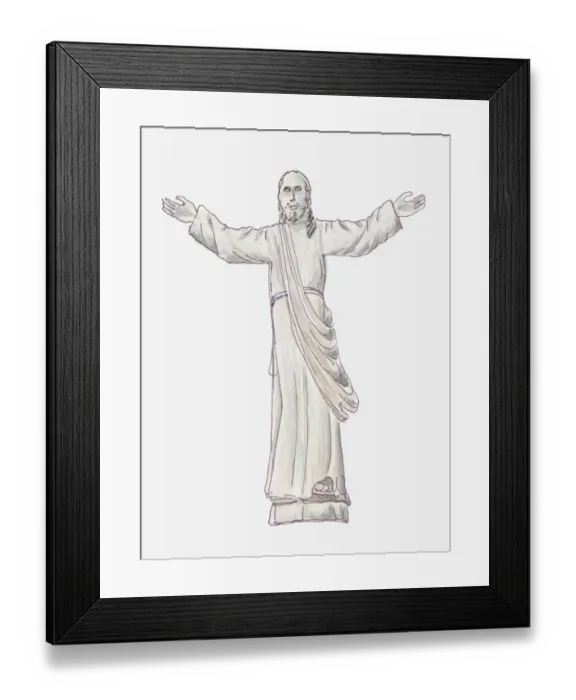 Framed Print : Illustration of statue of Christ on the Hill of Crosses or Kryziu Kalnas, Lithuania Framed Print : Illustration of statue of Christ on the Hill of Crosses or Kryziu Kalnas, Lithuania