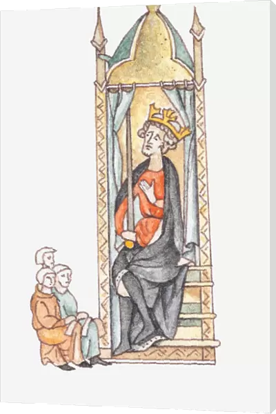 Illustration of King Edward I and monks
