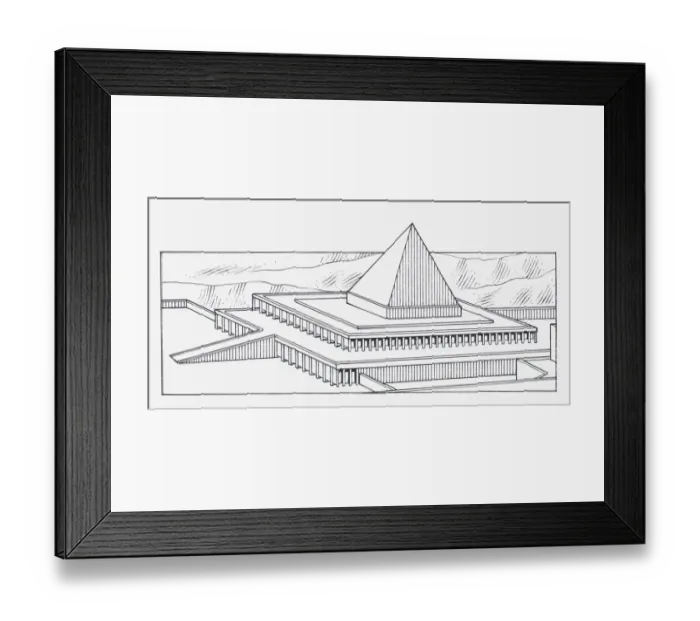 Framed Print : Black and white illustration of pyramid Framed Print : Black and white illustration of pyramid