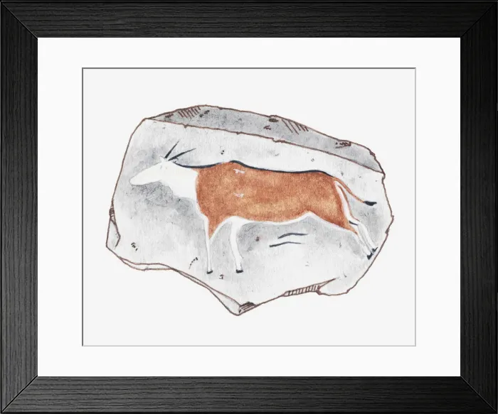 Framed Print : Illustration of ancient rock painting