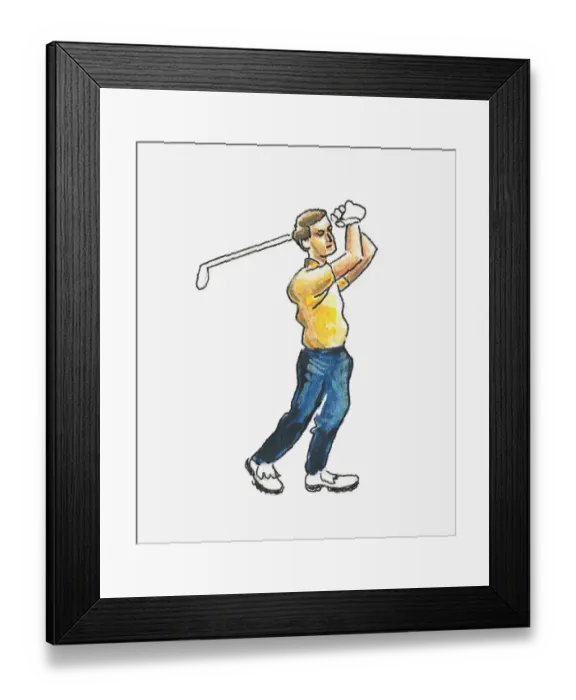 Framed Print : Illustration of golfer in backswing position Framed Print : Illustration of golfer in backswing position