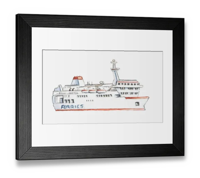 Framed Print : Illustration of a passenger ferry Framed Print : Illustration of a passenger ferry