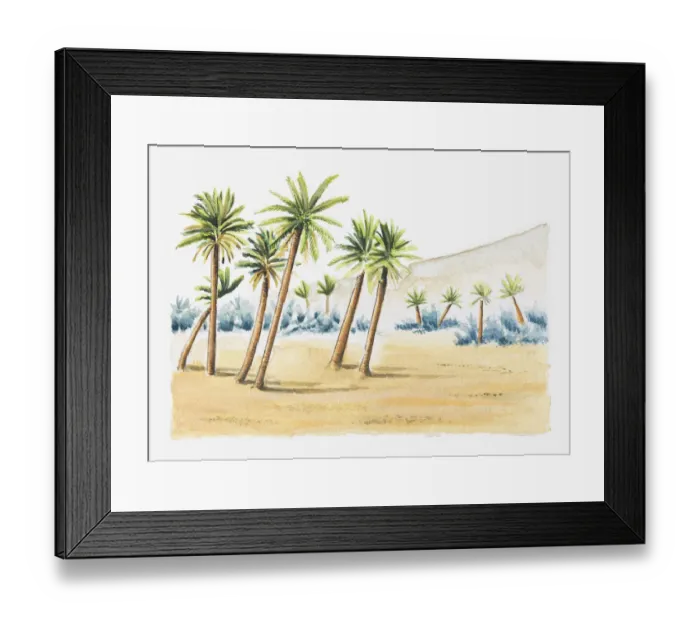 Framed Print : Illustration of palm trees in sand