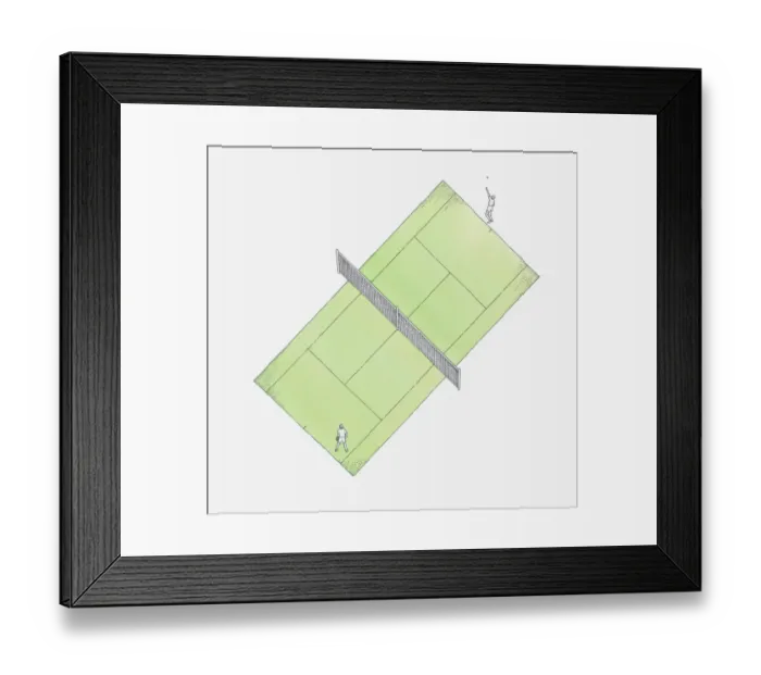 Framed Print : Illustration of a tennis court
