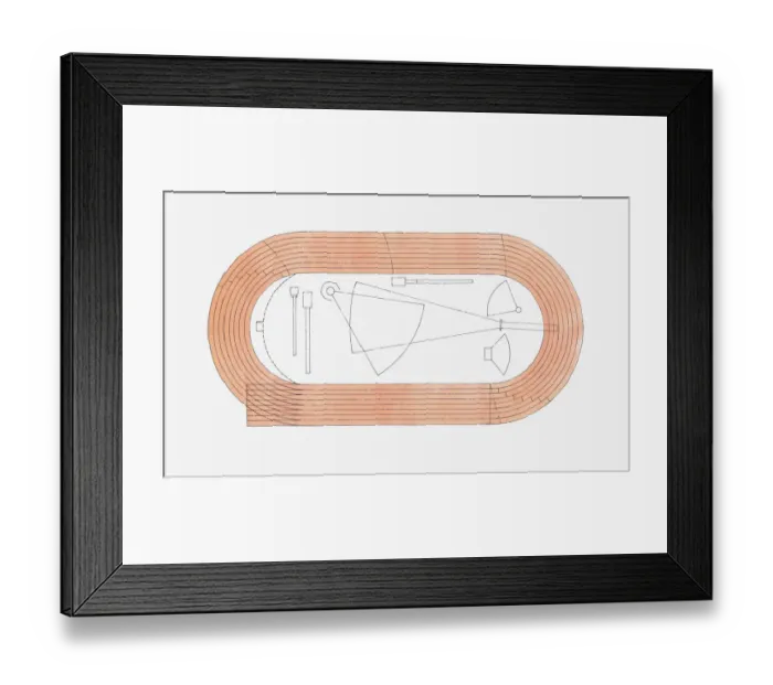 Framed Print : Illustration of track and field arena, view from above