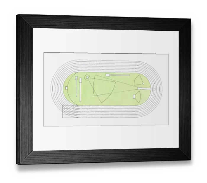 Framed Print : Illustration of a track and field arena, view from above Framed Print : Illustration of a track and field arena, view from above