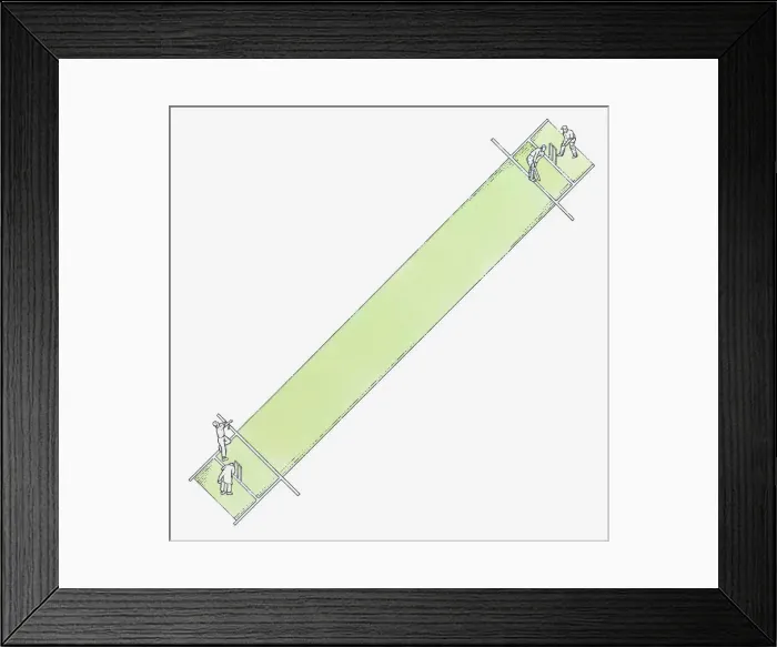 Framed Print : Illustration of cricket pitch, view from above