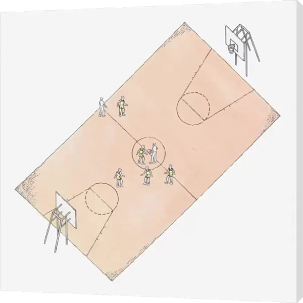 Illustration of basketball court