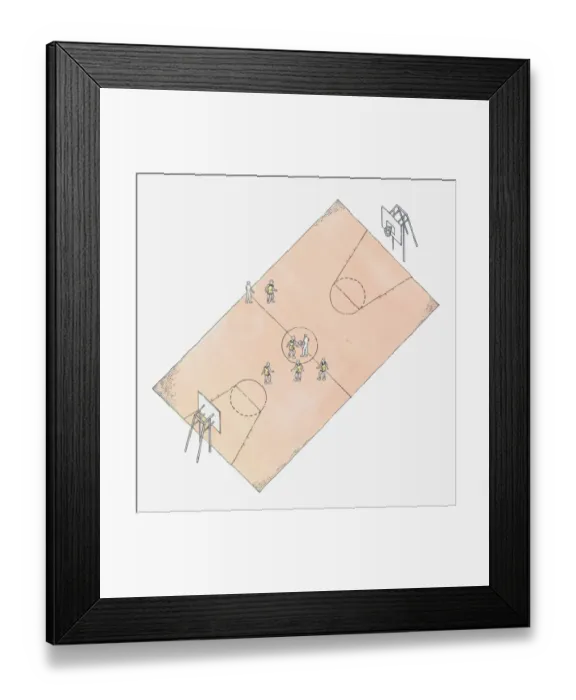 Framed Print : Illustration of basketball court Framed Print : Illustration of basketball court