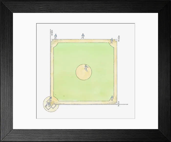Framed Print : Illustration of a baseball diamond, view from above Framed Print : Illustration of a baseball diamond, view from above