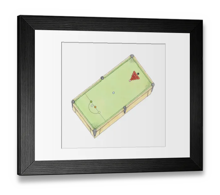 Framed Print : Illustration of snooker table, view from above Framed Print : Illustration of snooker table, view from above