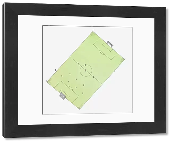 Illustration of football pitch, view from above