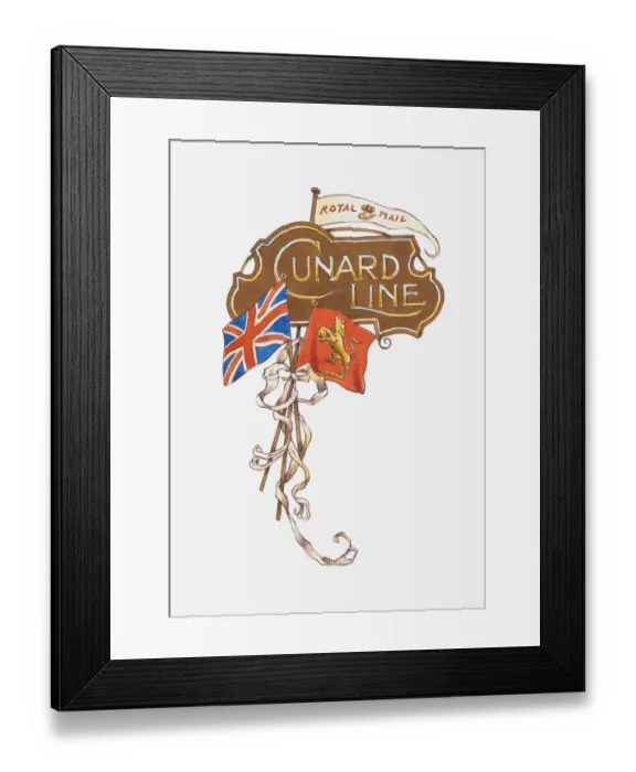 Framed Print : Illustration of Cunard Line shipping company sign Framed Print : Illustration of Cunard Line shipping company sign
