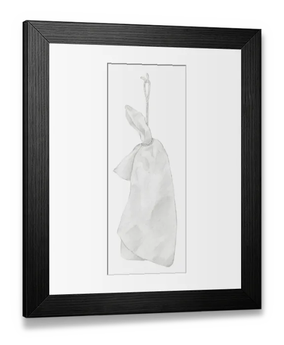 Framed Print : Black and white illustration of dried hydrangea flower hung up to dry, wrapped individually in tissue paper (storing dried flowers) Framed Print : Black and white illustration of dried hydrangea flower hung up to dry, wrapped individually in tissue paper (storing dried flowers)