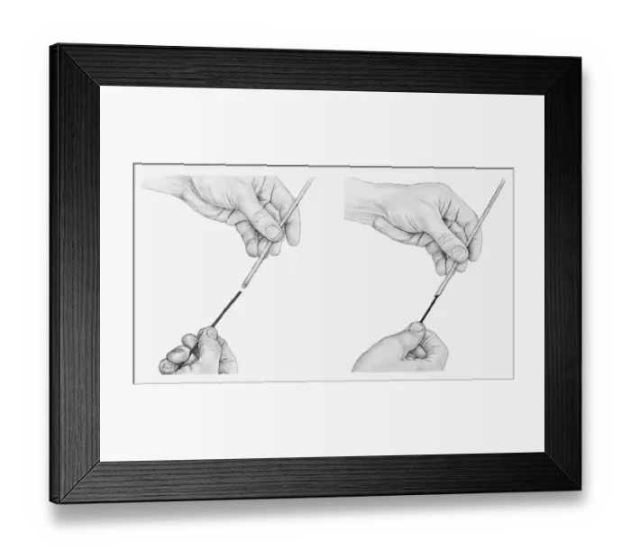Framed Print : Black and white illustration of hands lengthening a hollow stem, using a piece of stub wire (wiring flowers) Framed Print : Black and white illustration of hands lengthening a hollow stem, using a piece of stub wire (wiring flowers)