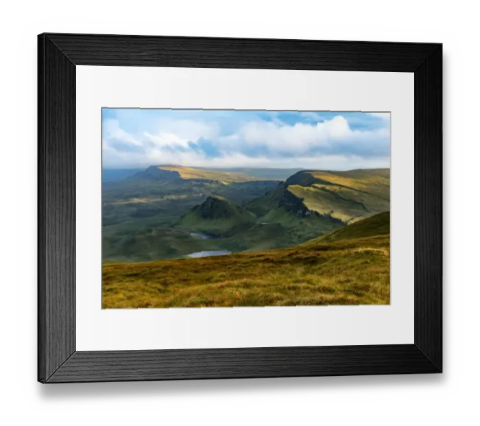 Framed Print : Landscape of Quiraings trekking route, Isle of Skye Framed Print : Landscape of Quiraings trekking route, Isle of Skye
