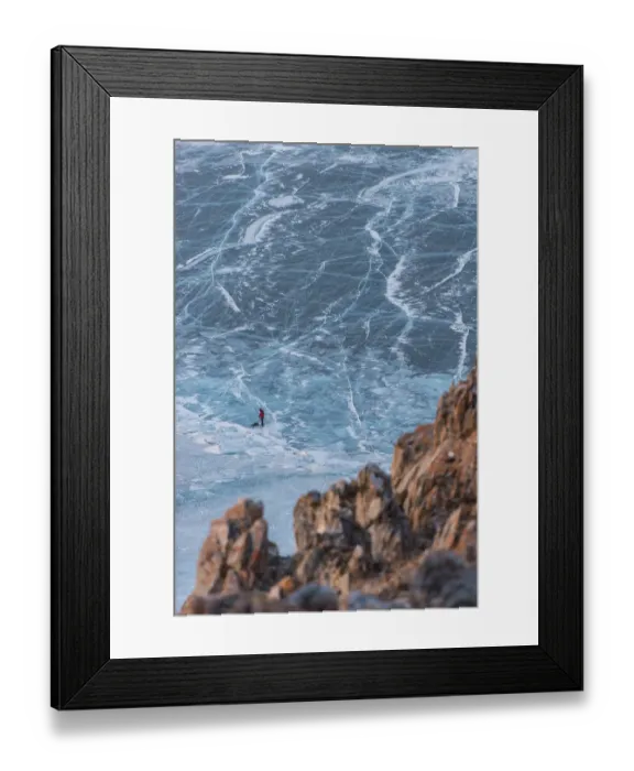 Framed Print : A photographer on the frozen Baikal lake Framed Print : A photographer on the frozen Baikal lake