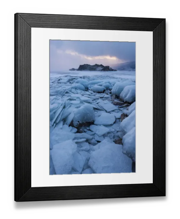 Framed Print : Landscape of frozen Baikal lake
