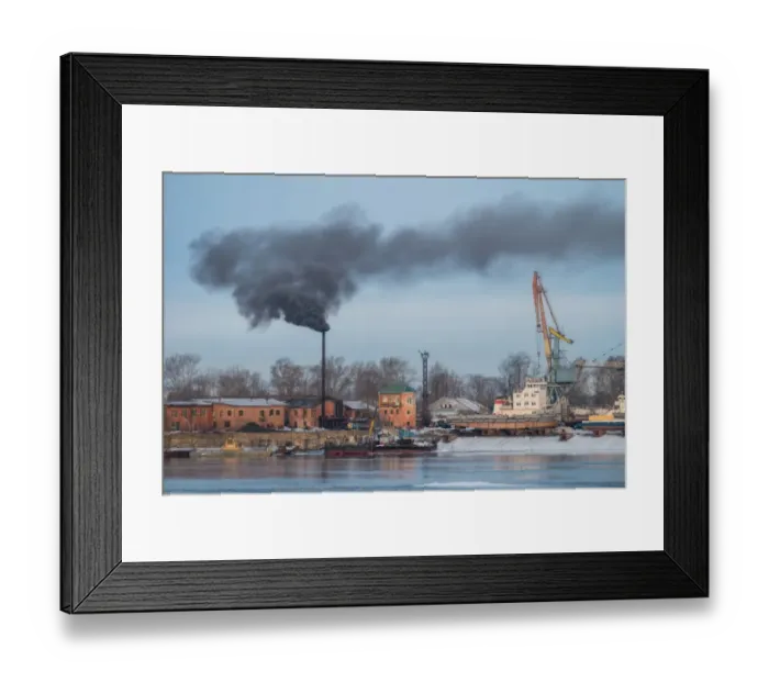 Framed Print : A small factory beside Irkut river