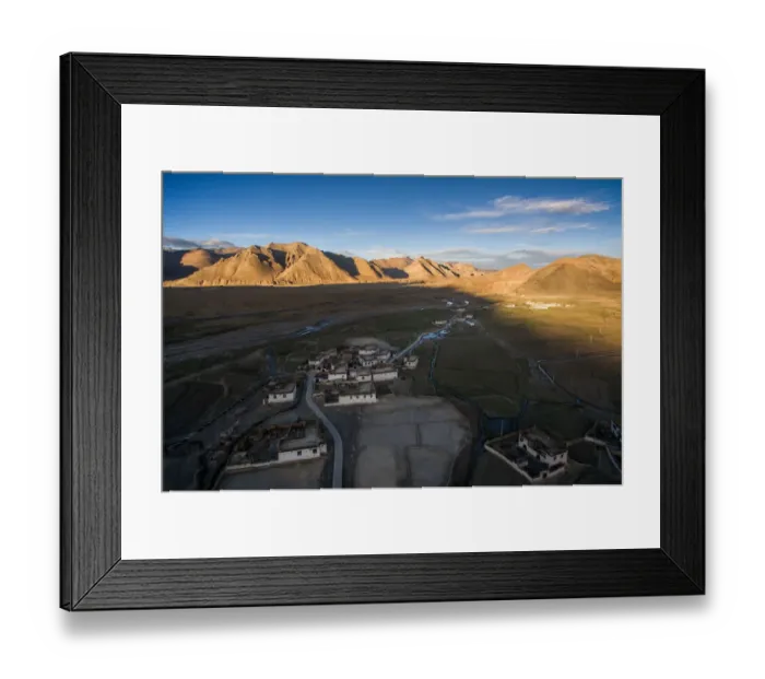 Framed Print : The high angle view of Tibetan village and mountain range Framed Print : The high angle view of Tibetan village and mountain range
