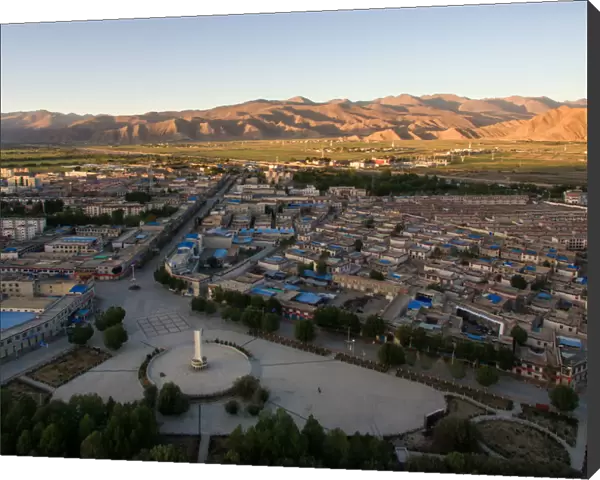 The high angle view of Gyantse City, Tibet, China