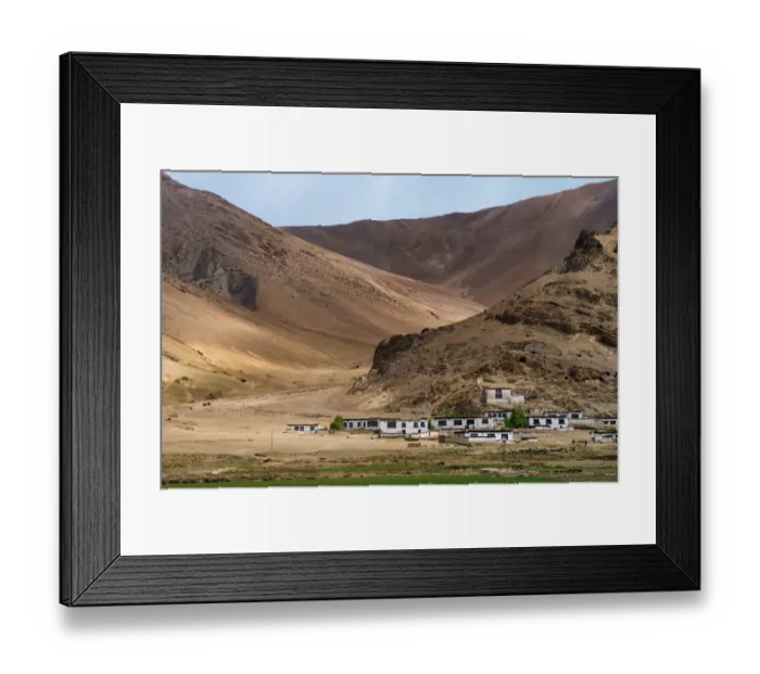 Framed Print : The Tibetan small village and mountain range