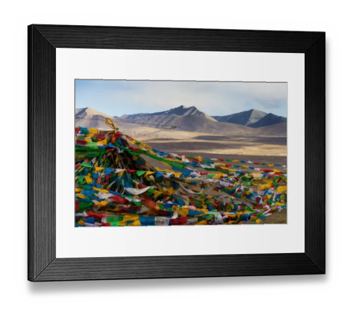 Framed Print : The mountain range and prayer flag, Tibet, China Framed Print : The mountain range and prayer flag, Tibet, China