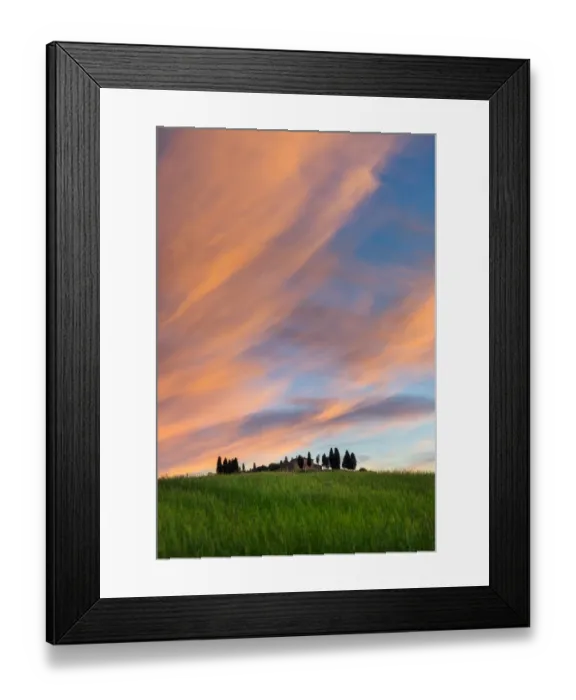Framed Print : Twilight Sky over Tuscany Field