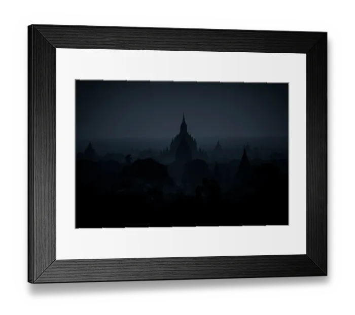 Framed Print : Landscape of Bagan in the dark tone