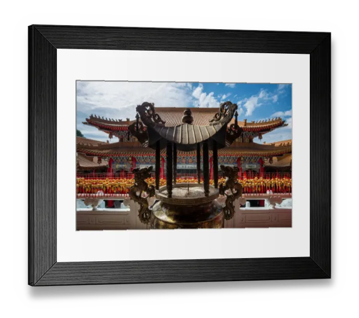 Framed Print : A big incense burner of Wenwu temple