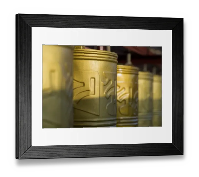 Framed Print : Golden Prayer Wheels