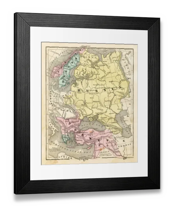 Framed Print : Map of Russia Turkey 1856 Framed Print : Map of Russia Turkey 1856
