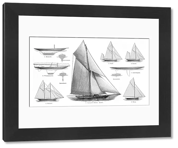 sailboats engraving 1895