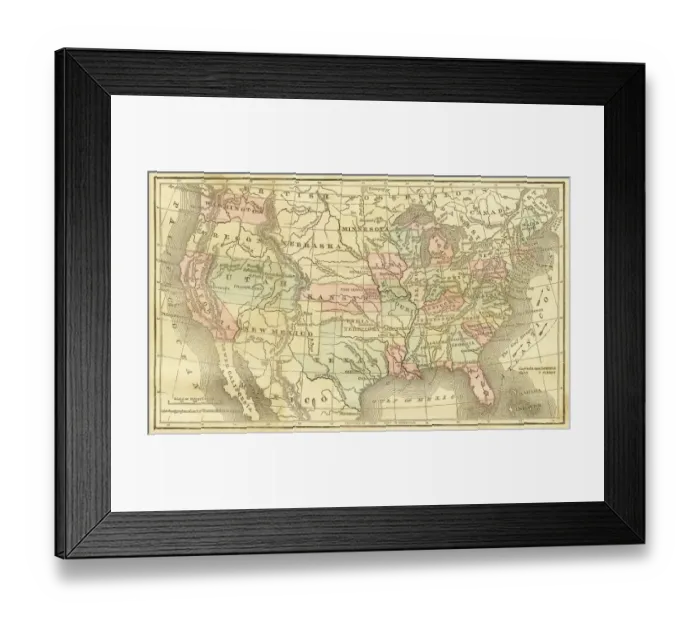 Framed Print : Map of United States 1856 Framed Print : Map of United States 1856