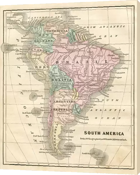 Map of South America 1856