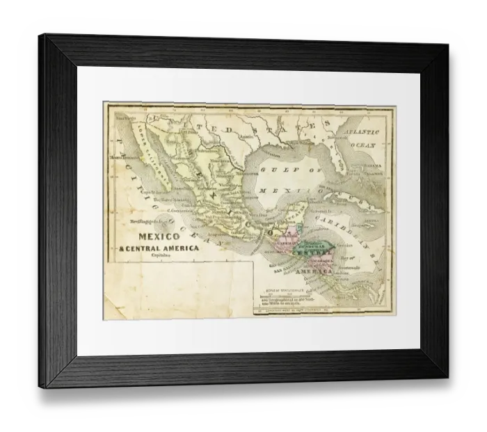 Framed Print : Mexico and Central America map 1856 Framed Print : Mexico and Central America map 1856