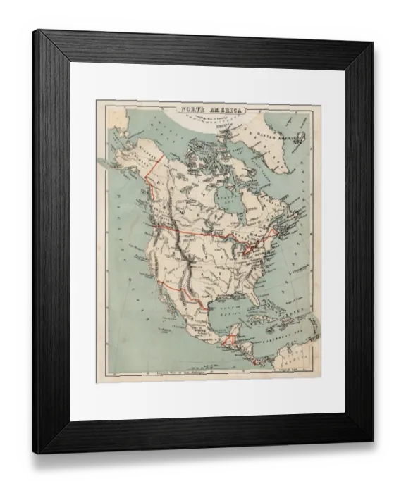 Framed Print : Map of North America 1869 Framed Print : Map of North America 1869
