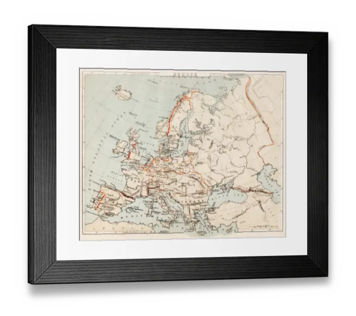 Framed Print : Map of Europe 1869 Framed Print : Map of Europe 1869