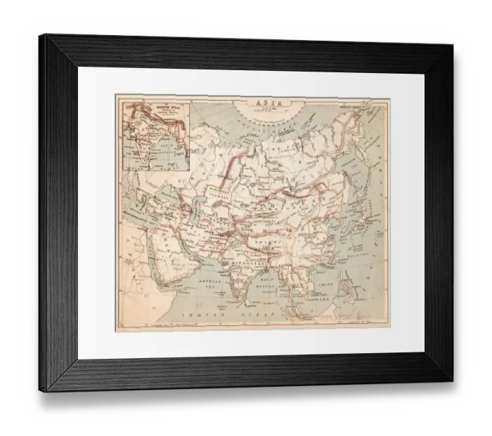 Framed Print : Map of Asia 1869 Framed Print : Map of Asia 1869