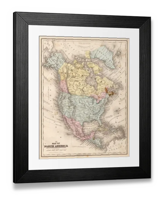 Framed Print : Map of North America 1867 Framed Print : Map of North America 1867