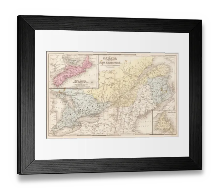 Framed Print : Map of Canada and New Brunswick 1867 Framed Print : Map of Canada and New Brunswick 1867