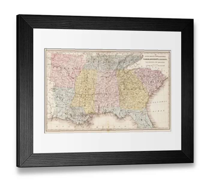 Framed Print : USA Southern States 1867 Framed Print : USA Southern States 1867