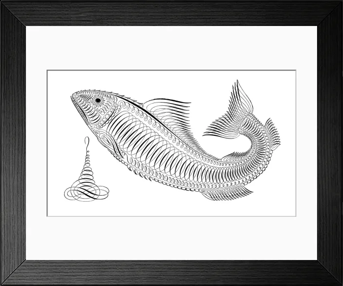 Framed Print : Fish penmanship calligraphy 1881 Framed Print : Fish penmanship calligraphy 1881