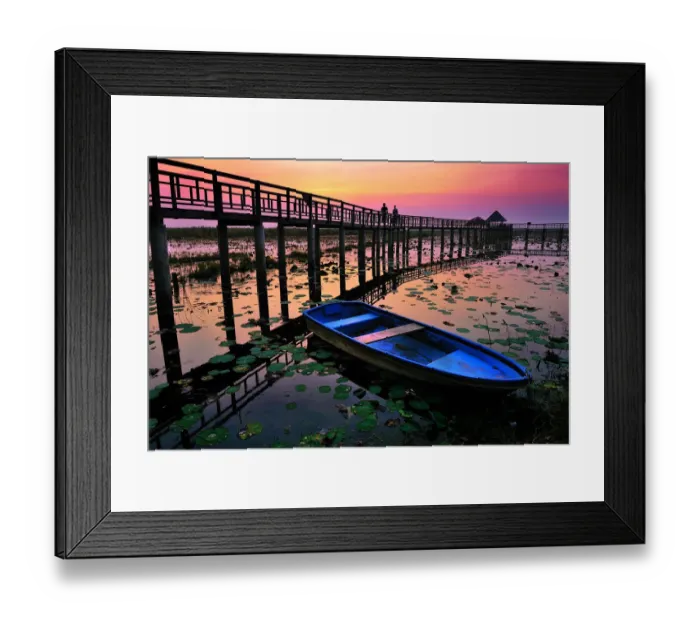 Framed Print : The wooden bridge and lotus pond Framed Print : The wooden bridge and lotus pond