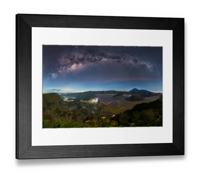 Framed Print : Mountain Bromo and the milky way