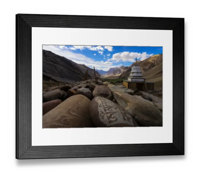 Framed Print : Carved Buddhist mani stones of Zangla Palace, Zanskar Vally, India Framed Print : Carved Buddhist mani stones of Zangla Palace, Zanskar Vally, India