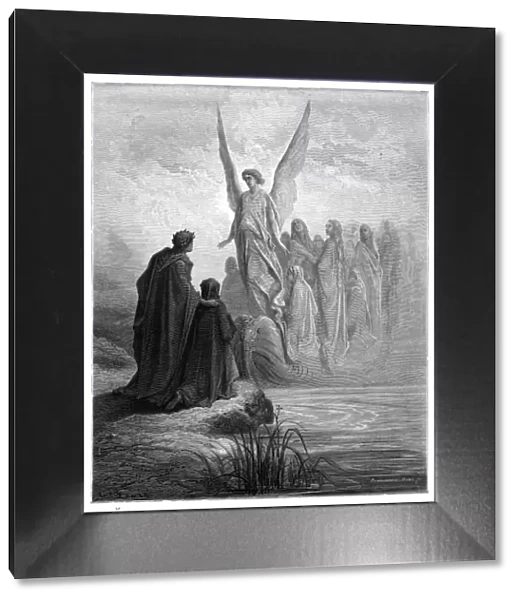 Arrival of souls purgatory engraving 1870